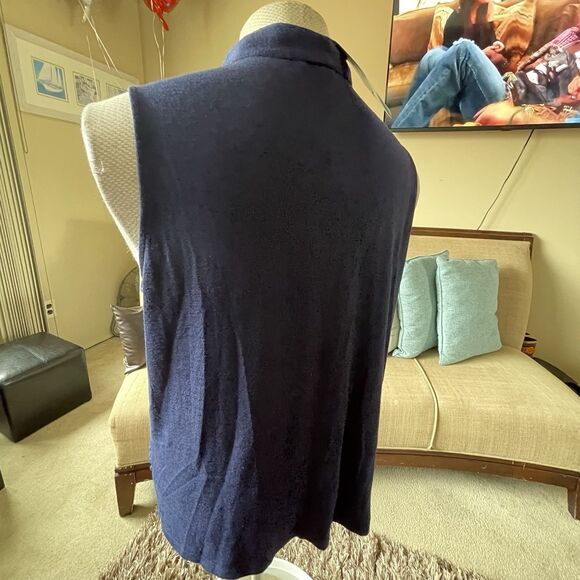 41 Hawthorn Women's Navy Sleeveless Drape Front Blouse 3X Mature Office Career - Picture 13 of 16